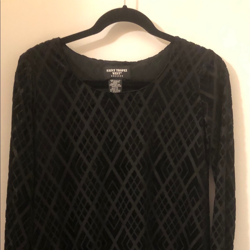 sheer peek a boo material with diamond shaped velvety pattern stretch fabric